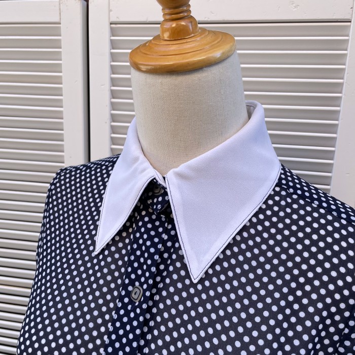 inverted pleats dot dress | Vintage.City 古着屋、古着コーデ情報を発信