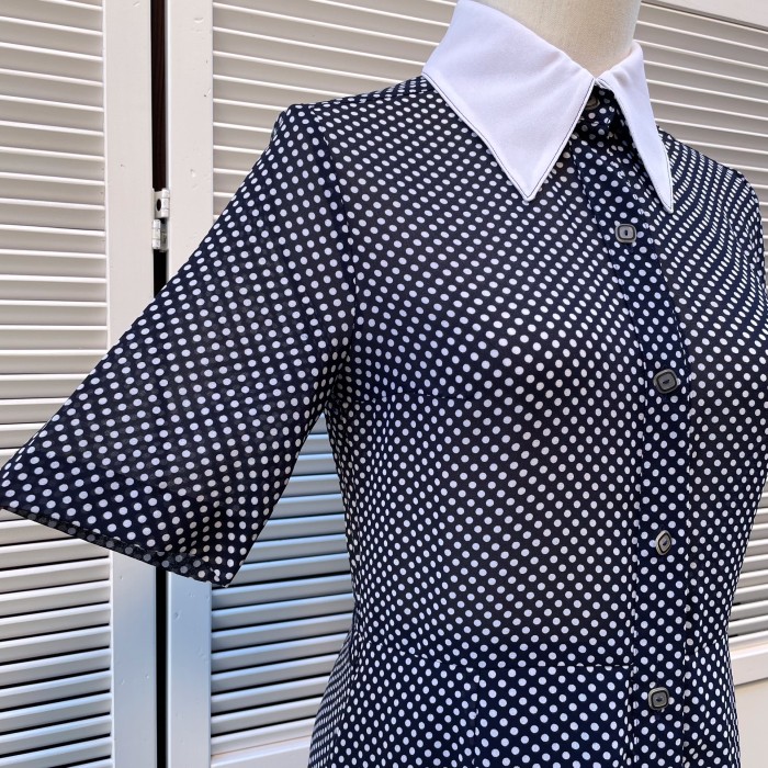 inverted pleats dot dress | Vintage.City 古着屋、古着コーデ情報を発信