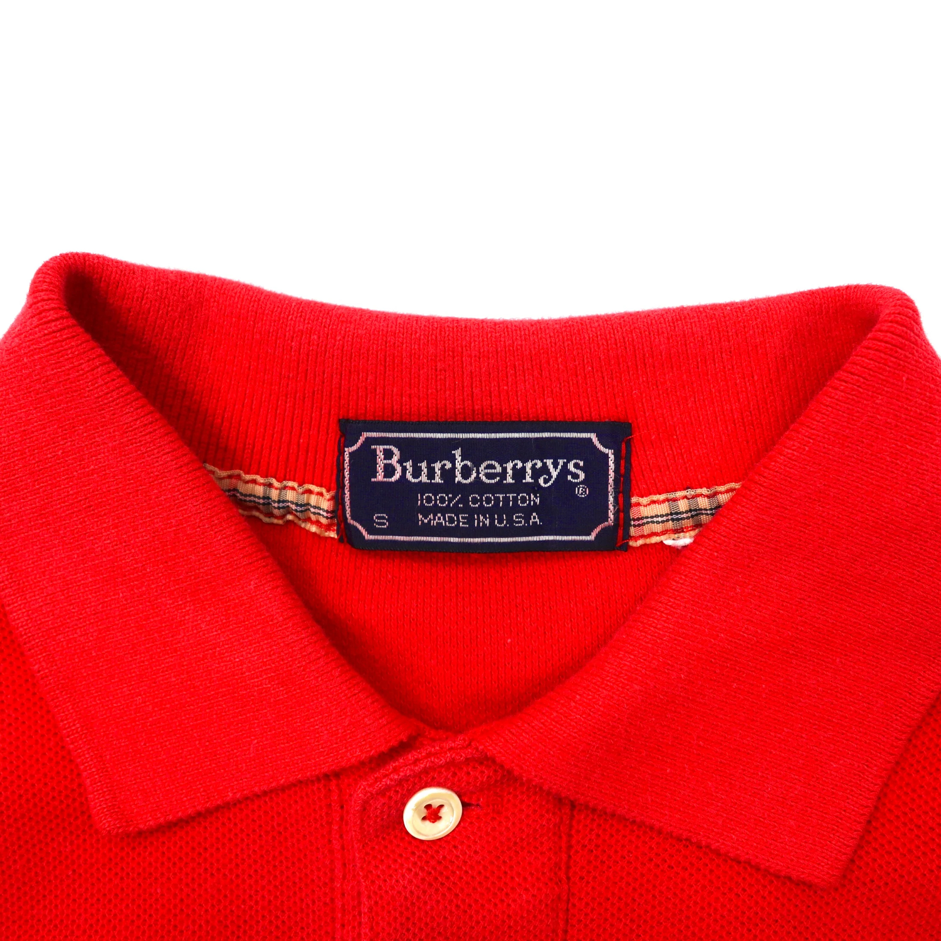 BURBERRYS ポロシャツ S レッド ロゴ刺繍 オールド USA製 | Vintage.City