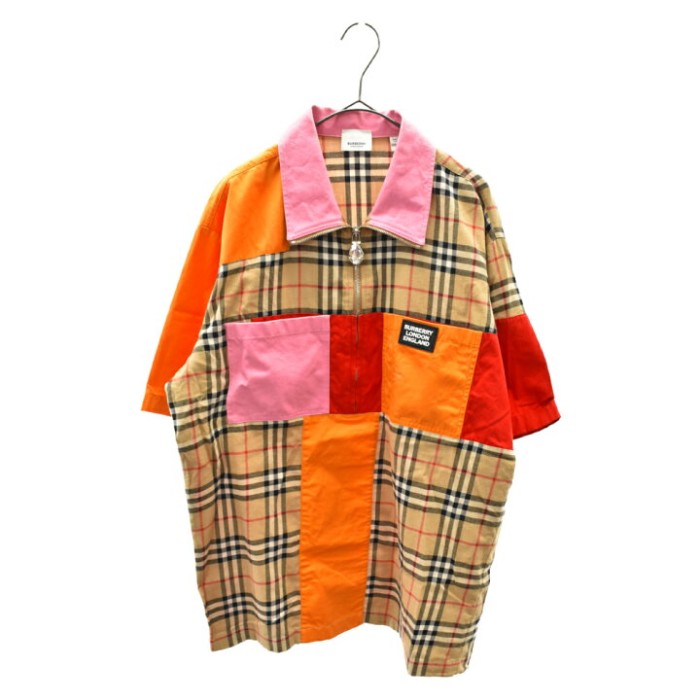 ノバチェックカラーブロックパッチワークハーフジップ半袖シャツ | Vintage.City 古着屋、古着コーデ情報を発信