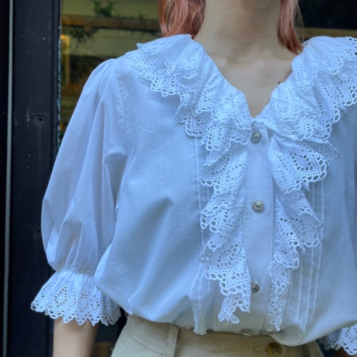 Tyrol lace frill collar blouse | Vintage.City 빈티지숍, 빈티지 코디 정보