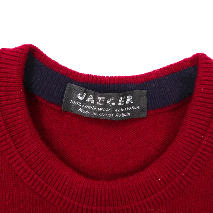 JAEGER ニットセーター 42 レッド ウール GOLF刺繍 イギリス製 | Vintage.City 古着屋、古着コーデ情報を発信