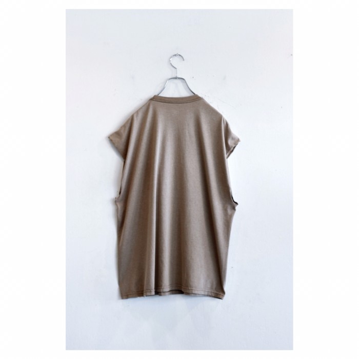Pocketed Sleeveless Tshirt “Brown Beige“ | Vintage.City 빈티지숍, 빈티지 코디 정보