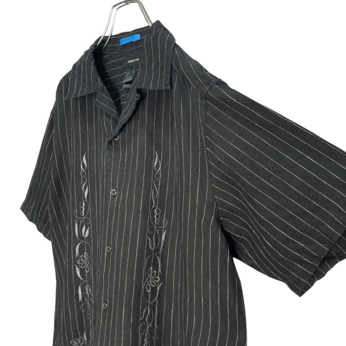 90-00s S/S stripe embroidery shirt | Vintage.City 빈티지숍, 빈티지 코디 정보