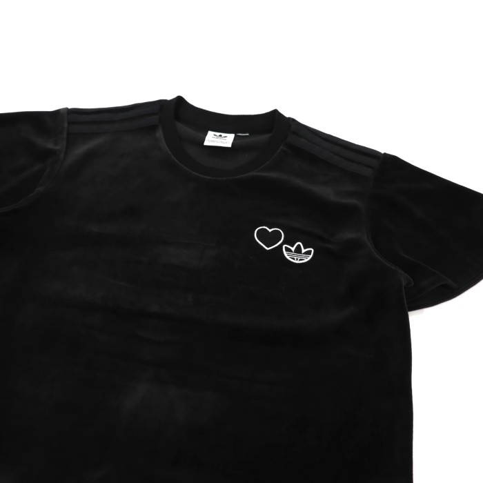 ADIDAS ORIGINALS ラッフルスリーブTシャツ M ブラック ベロア | Vintage.City 古着屋、古着コーデ情報を発信