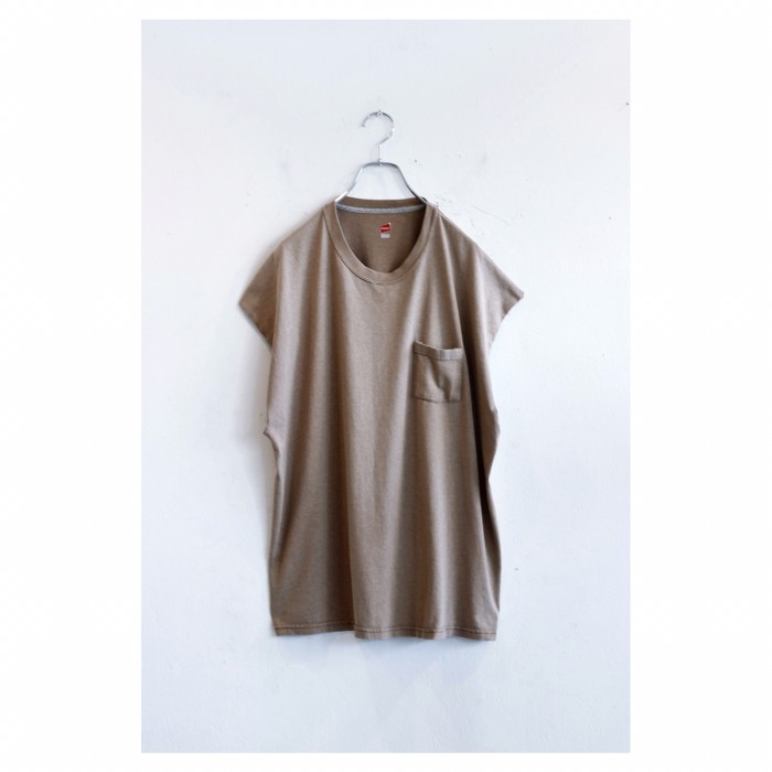 Pocketed Sleeveless Tshirt “Brown Beige“ | Vintage.City 빈티지숍, 빈티지 코디 정보