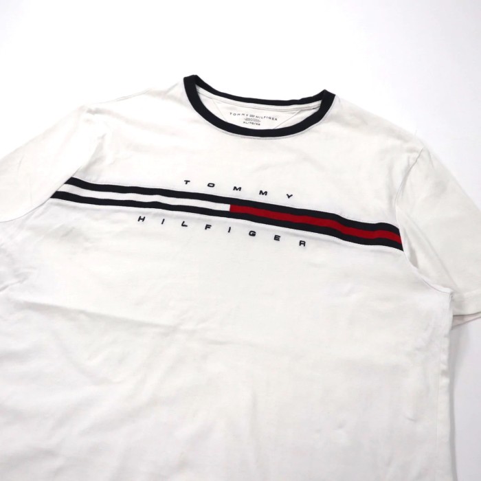 TOMMY HILFIGER Tシャツ XL ホワイト コットン ロゴ刺繍 | Vintage.City 古着屋、古着コーデ情報を発信
