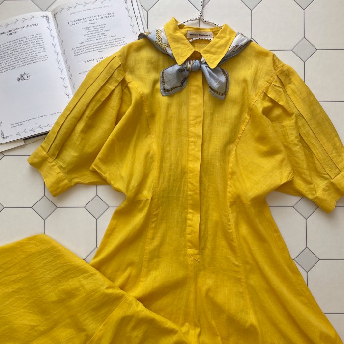 dolman sleeve yellow dress | Vintage.City 古着屋、古着コーデ情報を発信