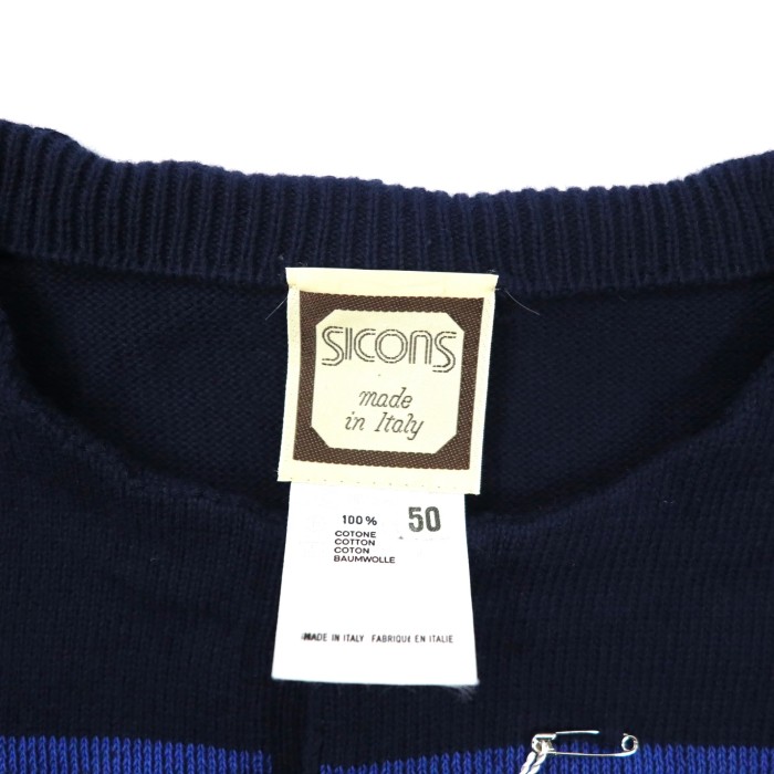 SICONS ヘンリーネックニットセーター 50 ボーダー イタリア製 未使用品 | Vintage.City 古着屋、古着コーデ情報を発信