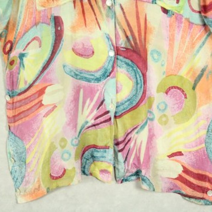 colorful art pattern no collar shirt | Vintage.City 古着屋、古着コーデ情報を発信