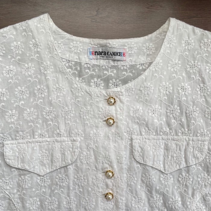 sunflower lace white blouse | Vintage.City 古着屋、古着コーデ情報を発信