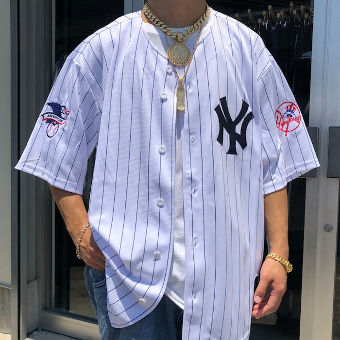 【レア未使用品3XL☆US輸入】MLB ヤンキース 両面刺繍ベースボールシャツ