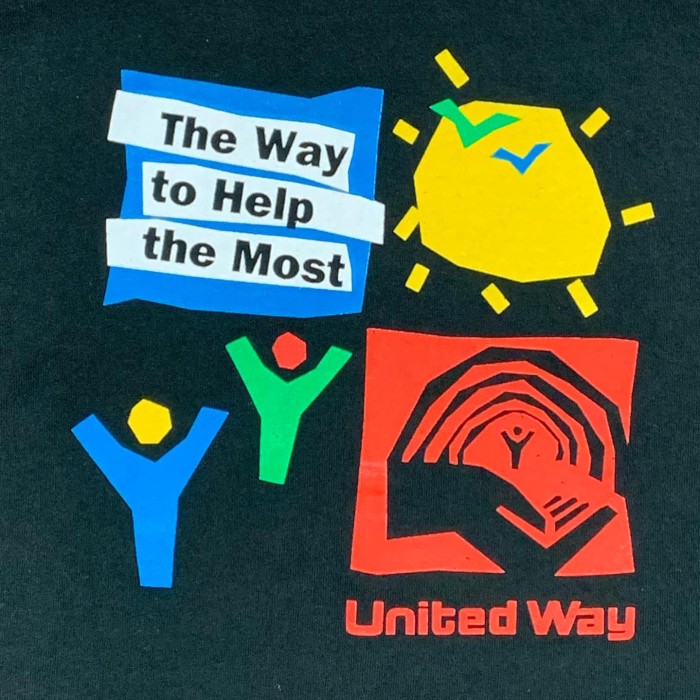 90'S UNITED WAY シングルステッチ 半袖 Tシャツ ブラック | Vintage.City 빈티지숍, 빈티지 코디 정보