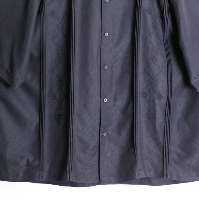 black color elegant embroidery halfshirt | Vintage.City 古着屋、古着コーデ情報を発信