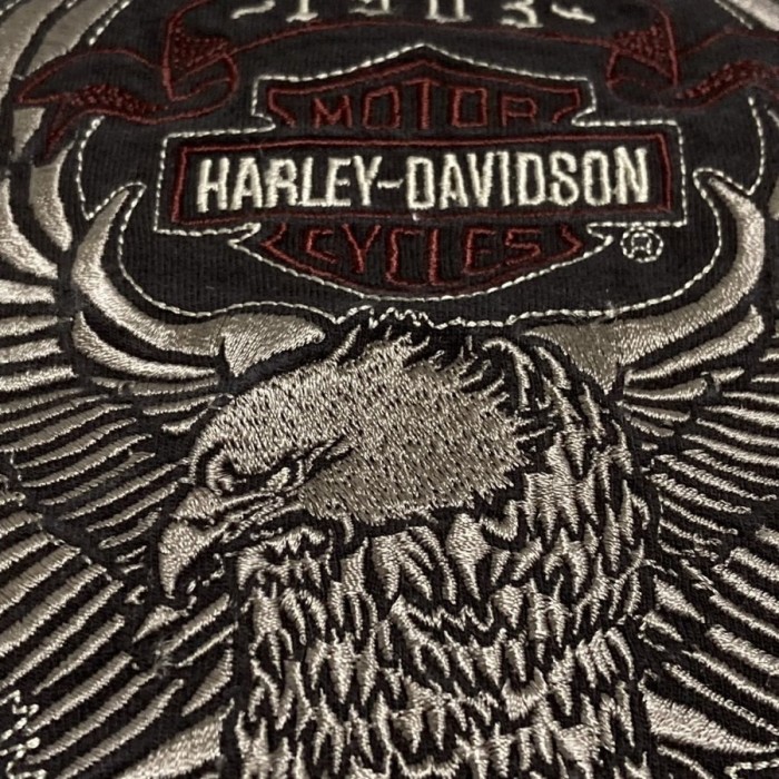 HARLEY-DAVIDSON ボタン付きブラック半袖Tシャツ | Vintage.City 古着屋、古着コーデ情報を発信