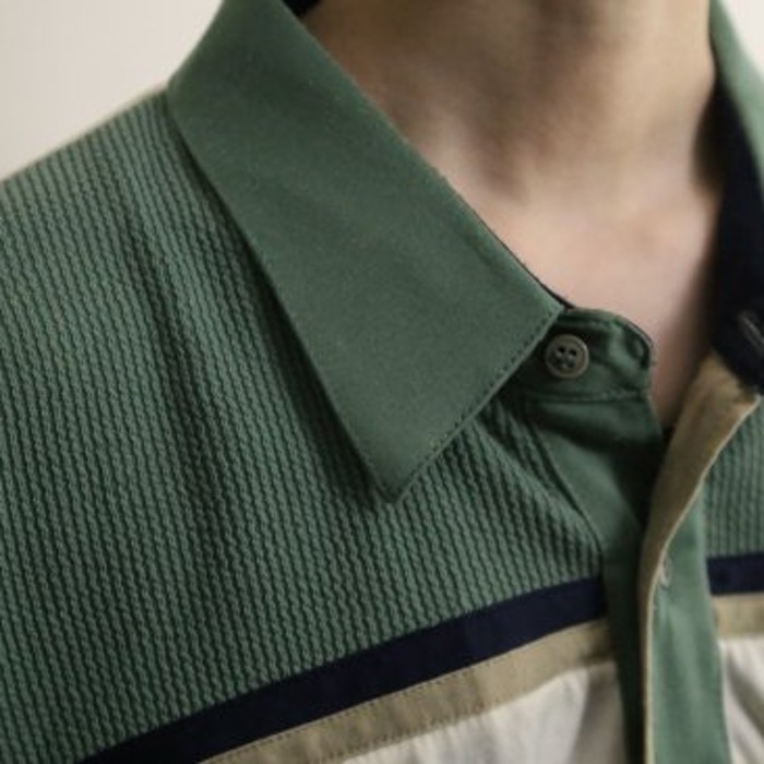 pale green color switching libpolo shirt | Vintage.City 古着屋、古着コーデ情報を発信