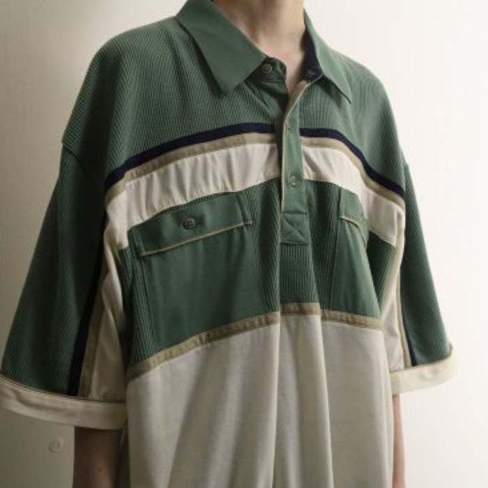 pale green color switching libpolo shirt | Vintage.City 古着屋、古着コーデ情報を発信