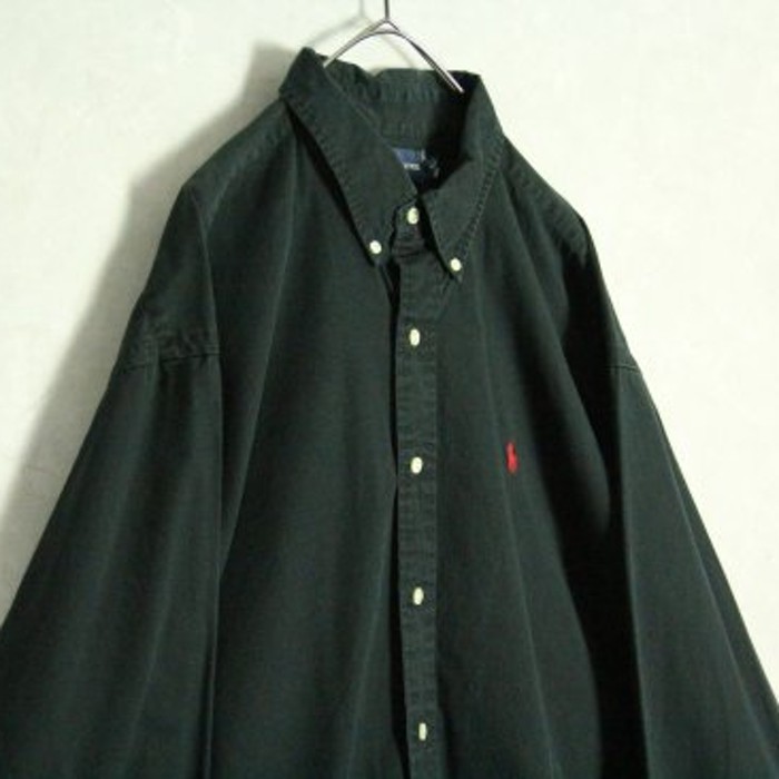 "PRL" jet black color plain shirt | Vintage.City 古着屋、古着コーデ情報を発信