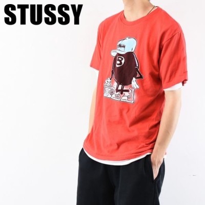 STUSSY ステューシー メンズ 8ボール イラスト Tシャツ M レッド 