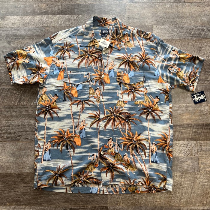 90s old stussy Blue Hawaii Aloha shirt 