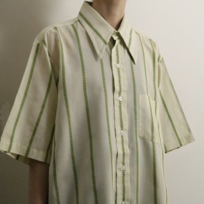 70's "Arrow" lightgreen stripe H/S shirt | Vintage.City 古着屋、古着コーデ情報を発信