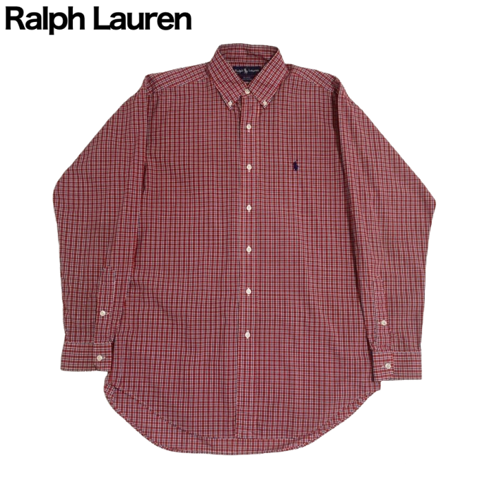 RALPH LAUREN(ラルフ・ローレン) 赤×白×青チェック長袖ワイシャツ 