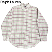 RALPH LAUREN白×ピンク×黄緑チェック柄　長袖シャツ | Vintage.City 빈티지숍, 빈티지 코디 정보