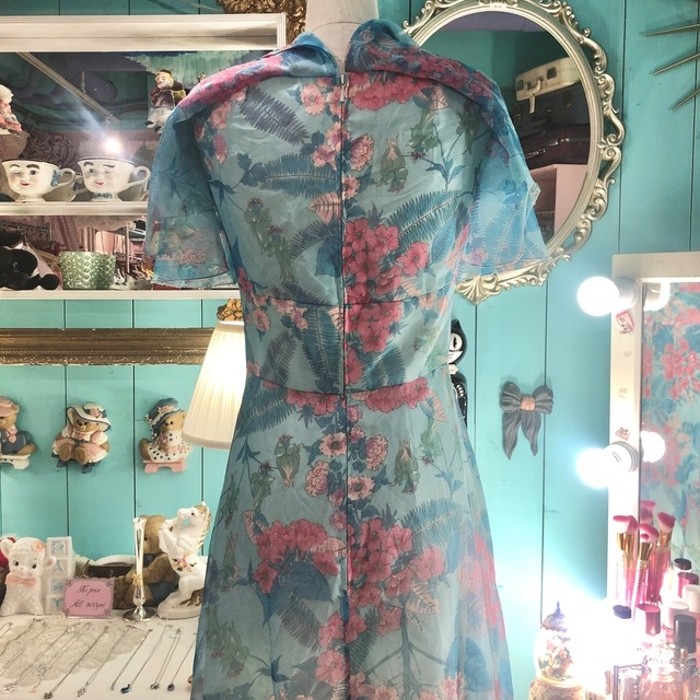 Flower poncho sleeve dress  | Vintage.City 古着屋、古着コーデ情報を発信