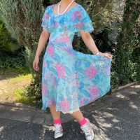 Flower poncho sleeve dress  | Vintage.City 빈티지숍, 빈티지 코디 정보