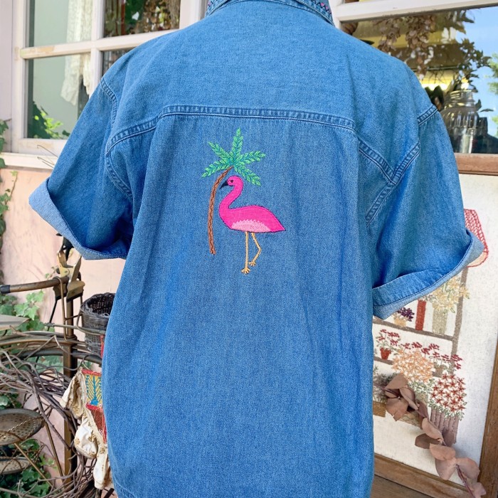 フラミンゴ刺繍デニムシャツ | Vintage.City 古着屋、古着コーデ情報を発信