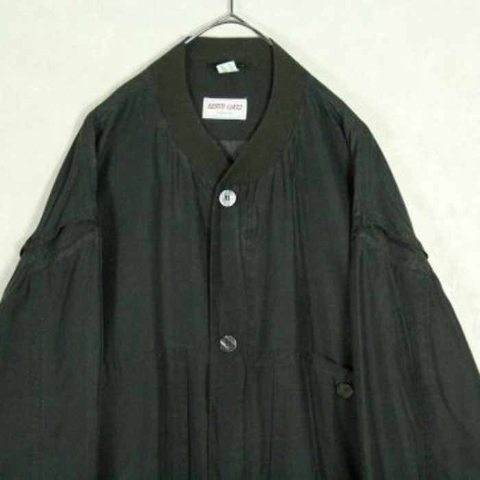 gimmick pocket design black silk jacket | Vintage.City 古着屋、古着コーデ情報を発信