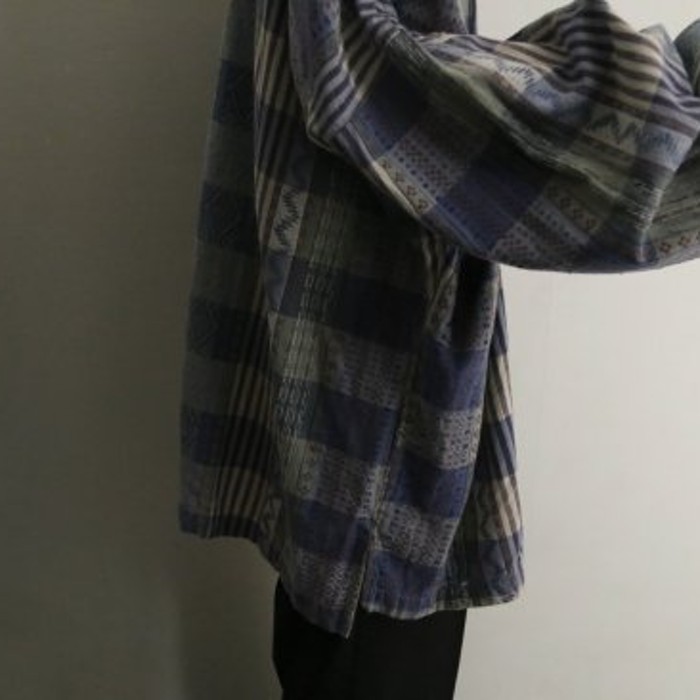 dark tone ethnic×check hoodie  pullover | Vintage.City 古着屋、古着コーデ情報を発信