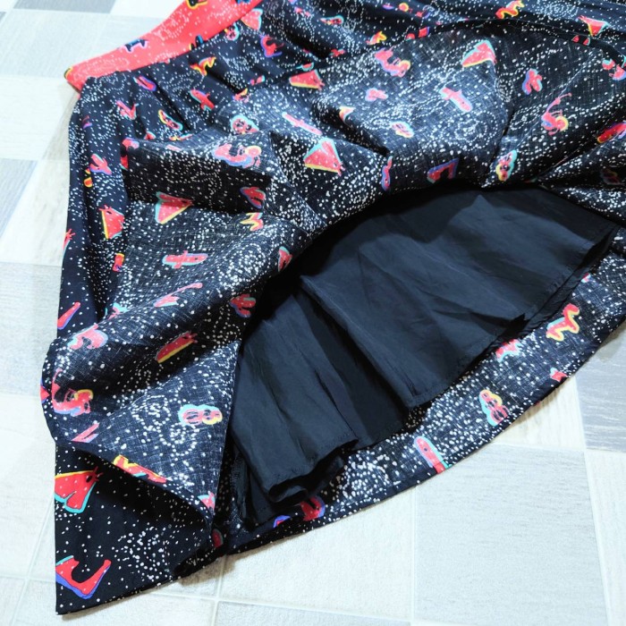 TSUMORI CHISATO 総柄 フレア ミニスカート ブラック 2 | Vintage.City 빈티지숍, 빈티지 코디 정보