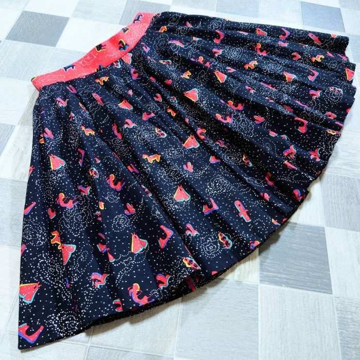 TSUMORI CHISATO 総柄 フレア ミニスカート ブラック 2 | Vintage.City 빈티지숍, 빈티지 코디 정보