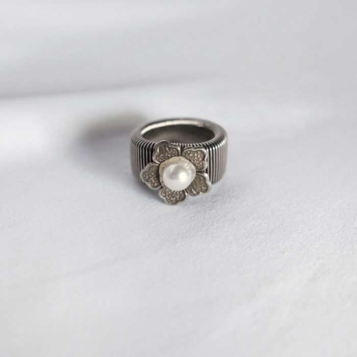 Pearl flower silver ring set | Vintage.City 빈티지숍, 빈티지 코디 정보