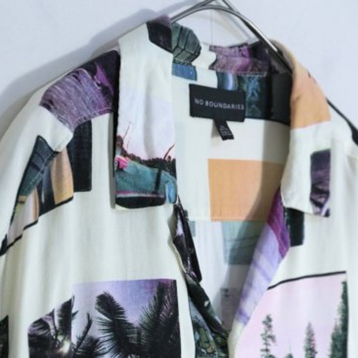 various picture pattern open collarshirt | Vintage.City 古着屋、古着コーデ情報を発信