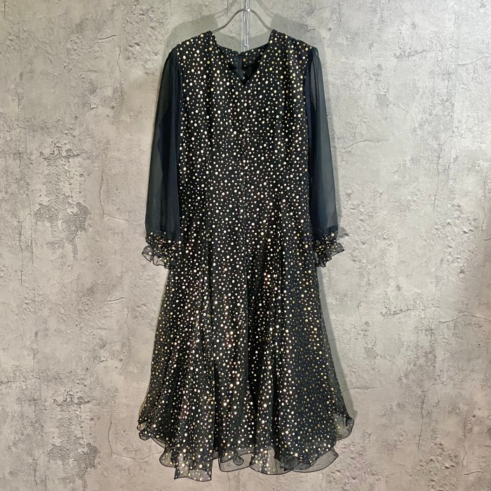 see-through sleeve dot pattern one-piece | Vintage.City 古着屋、古着コーデ情報を発信