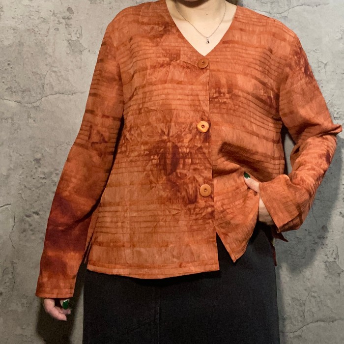 mottled pattern blouse | Vintage.City 古着屋、古着コーデ情報を発信