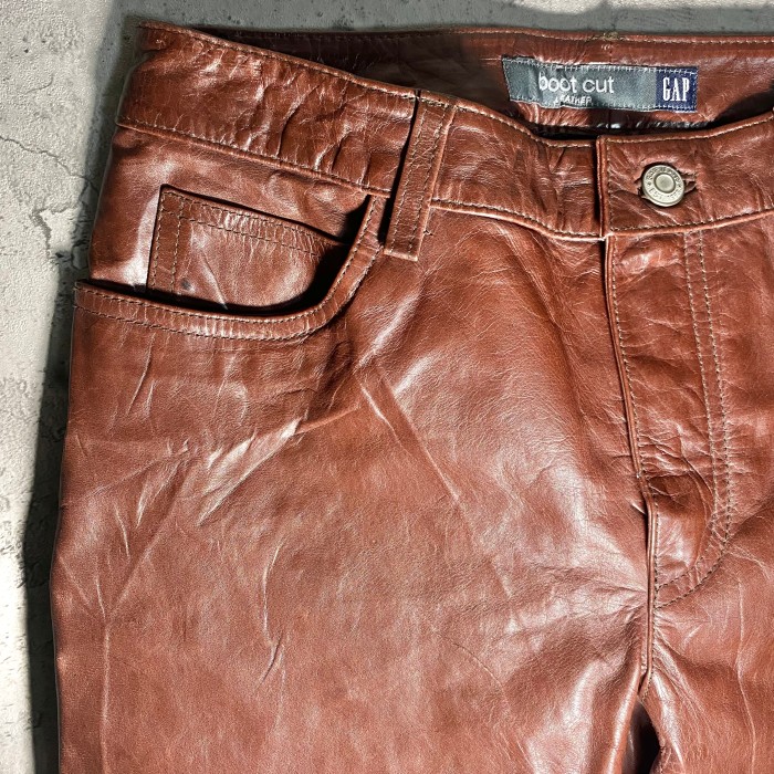 00's OLD GAP boot cut leather pants | Vintage.City