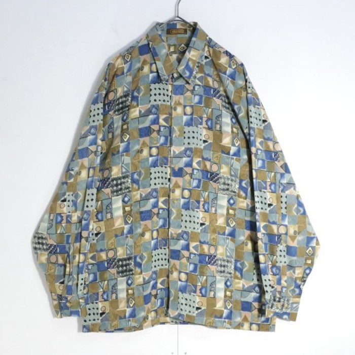 blue × yellow cube shard design shirt | Vintage.City Vintage Shops, Vintage Fashion Trends