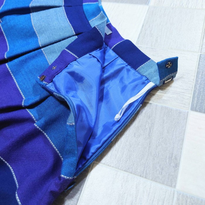 MIXT ポリエステル レーヨン ボーダー スカート ブルー系 サイズ64-91 | Vintage.City 빈티지숍, 빈티지 코디 정보