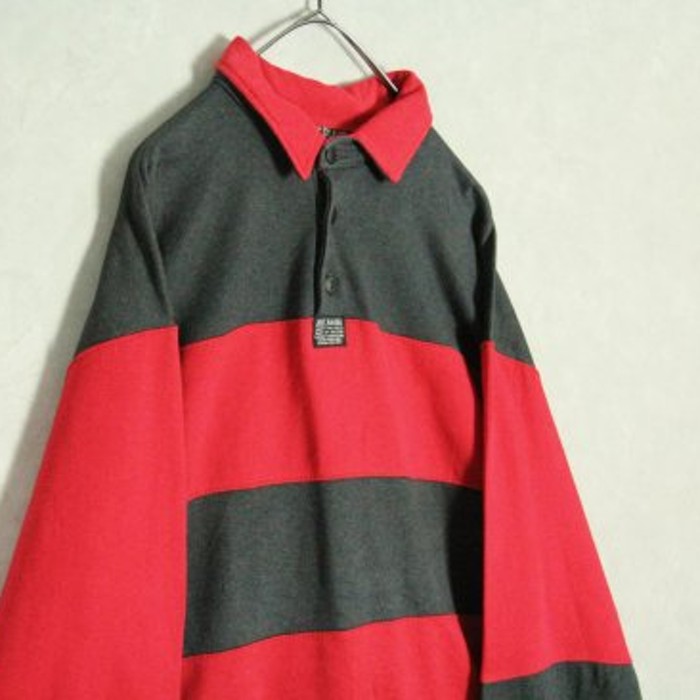 red black border rugger shirt | Vintage.City 古着屋、古着コーデ情報を発信