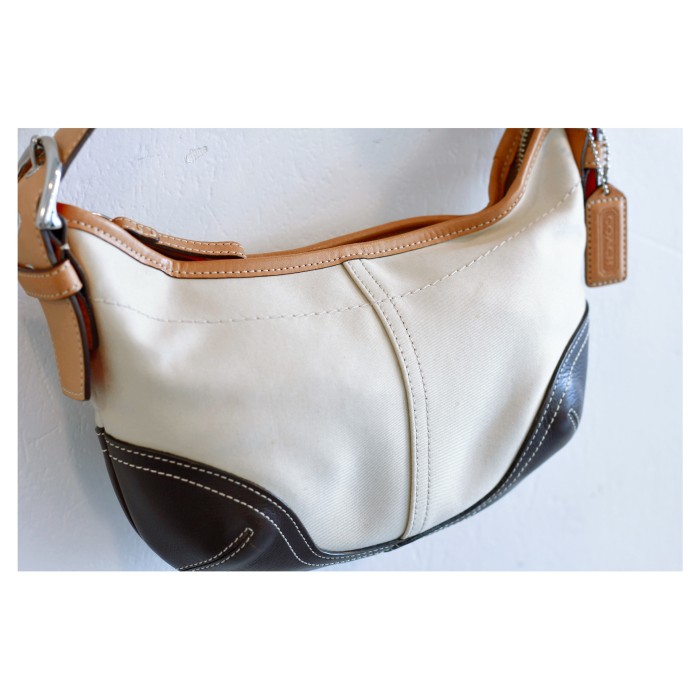 “COACH” Twill Leather Trim Hobo Handbag | Vintage.City 빈티지숍, 빈티지 코디 정보