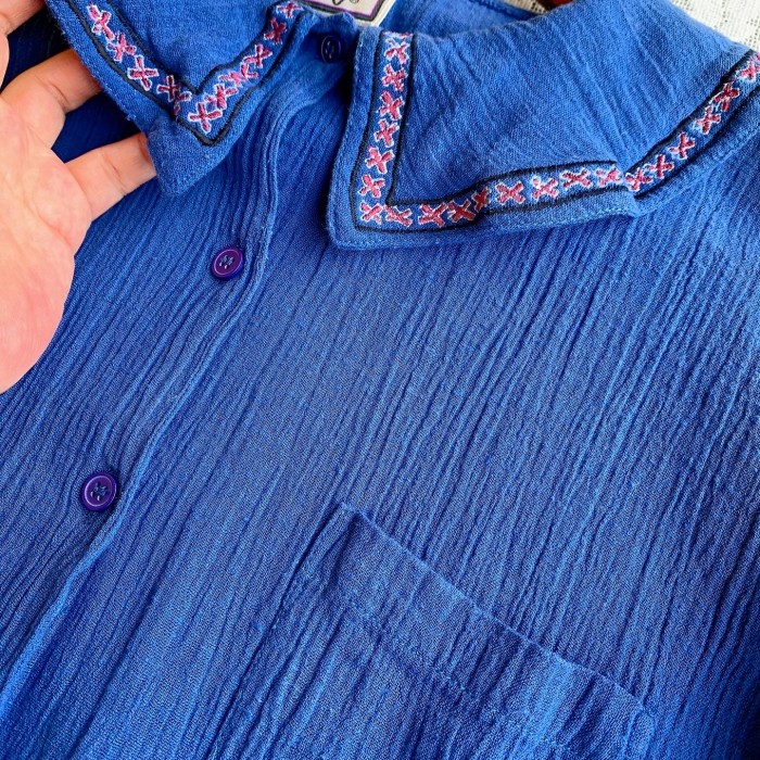 刺繍襟インドコットンブラウス | Vintage.City 古着屋、古着コーデ情報を発信