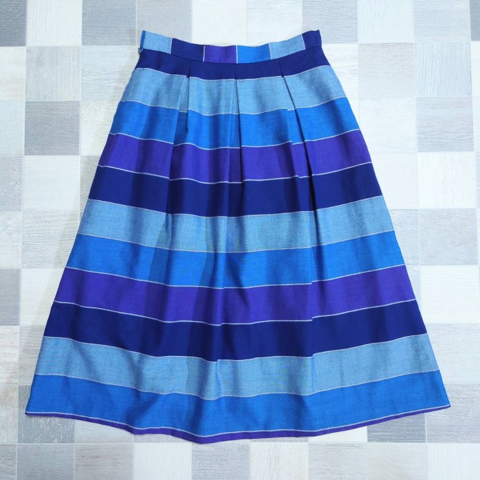 MIXT ポリエステル レーヨン ボーダー スカート ブルー系 サイズ64-91 | Vintage.City 빈티지숍, 빈티지 코디 정보