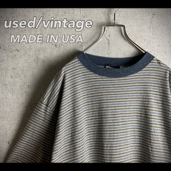 希少 90s USA製 オーバーサイズ マルチボーダー リンガー襟 Tシャツ | Vintage.City 빈티지숍, 빈티지 코디 정보