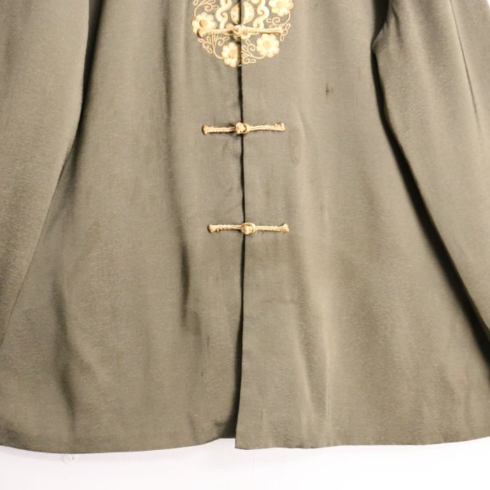 flower embroidery khaki china jacket | Vintage.City 古着屋、古着コーデ情報を発信