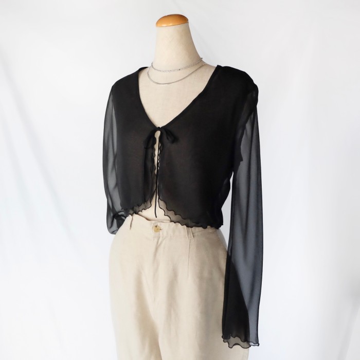 Black shear blouse bolero | Vintage.City 빈티지숍, 빈티지 코디 정보
