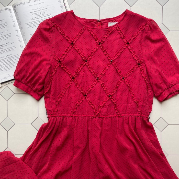 flocky dot red dress | Vintage.City 빈티지숍, 빈티지 코디 정보