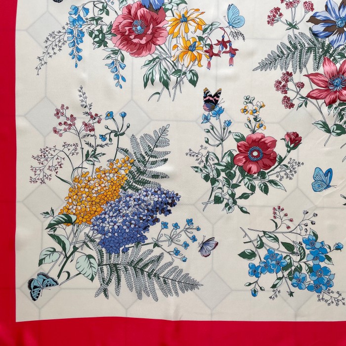 butterfly & flower silk scarf | Vintage.City 빈티지숍, 빈티지 코디 정보